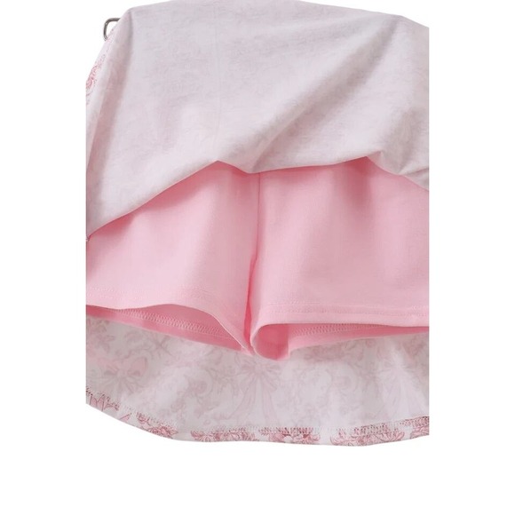 Girls Pink Toile Cross Christian Set White Ruffle Top Easter Baptism church sz 4 - Picture 2 of 4